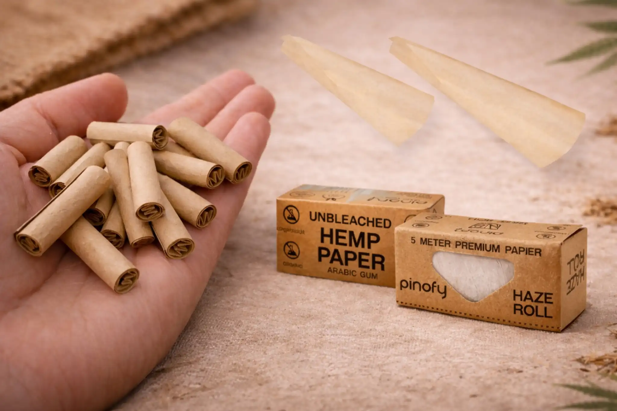 Paper rolls und filtertips kombiniert – Paper Roll aus Hanfpapier mit fertig gerolltem Papier-Tip